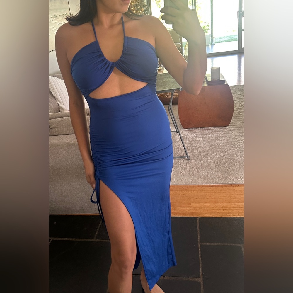 Brand new Elegant Blue Halter Cutout Dress